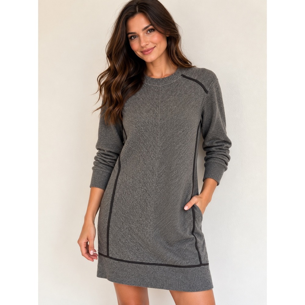 Lululemon On Repeat Sweater Dress Heathered Gray Long Sleeve Sz M